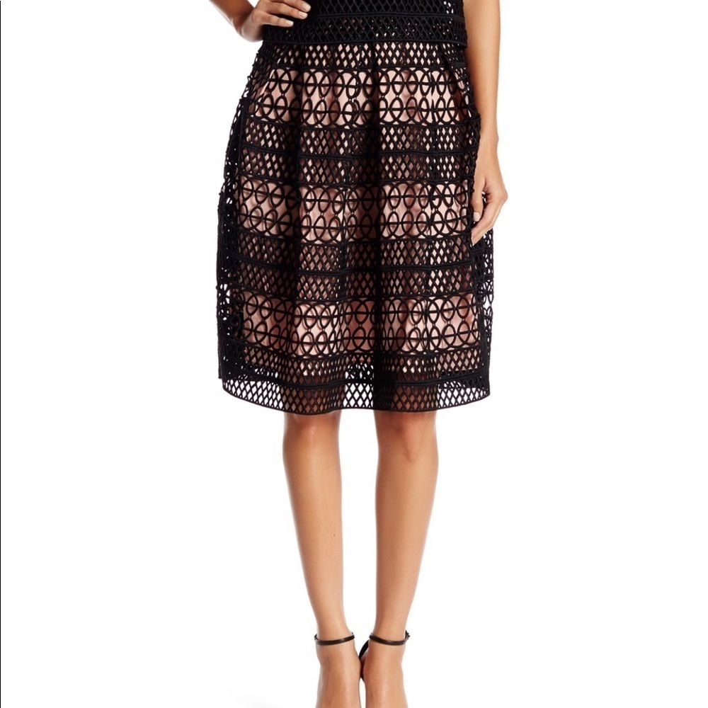 endless rose crochet flare midi skirt